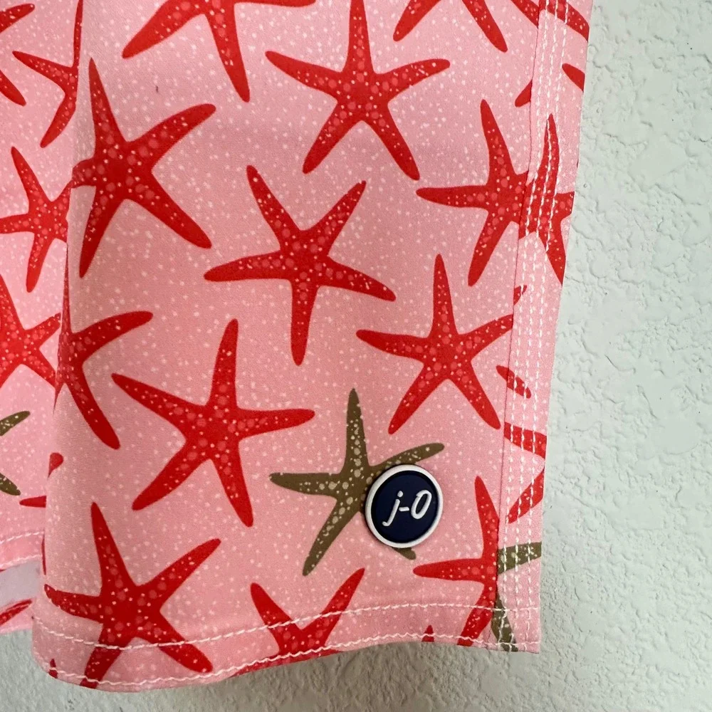 Johnnie-O Mens Seastar Starfish Swim Trunks Porto Pink Medium NWT Beac Vacation